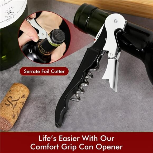 Wine Bottle Opener Set Corkscrew Foil Cutter Beer Opener Bartender Tool 4 Pack - Picture 6 of 8